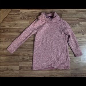 Lands' End Heathered Pink Cowl Neck Sweater